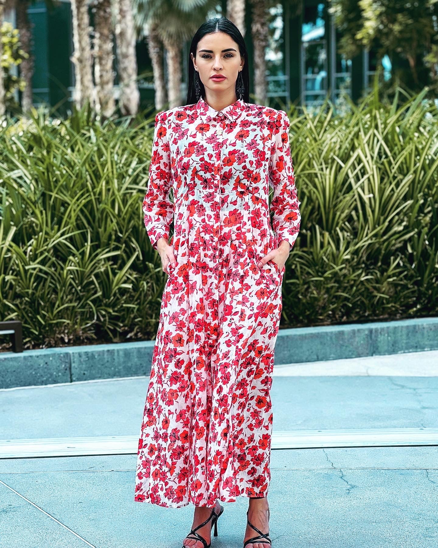 print long collar shirt dress Floral Oversized Shirt Dress African print dress mandarin collar dress