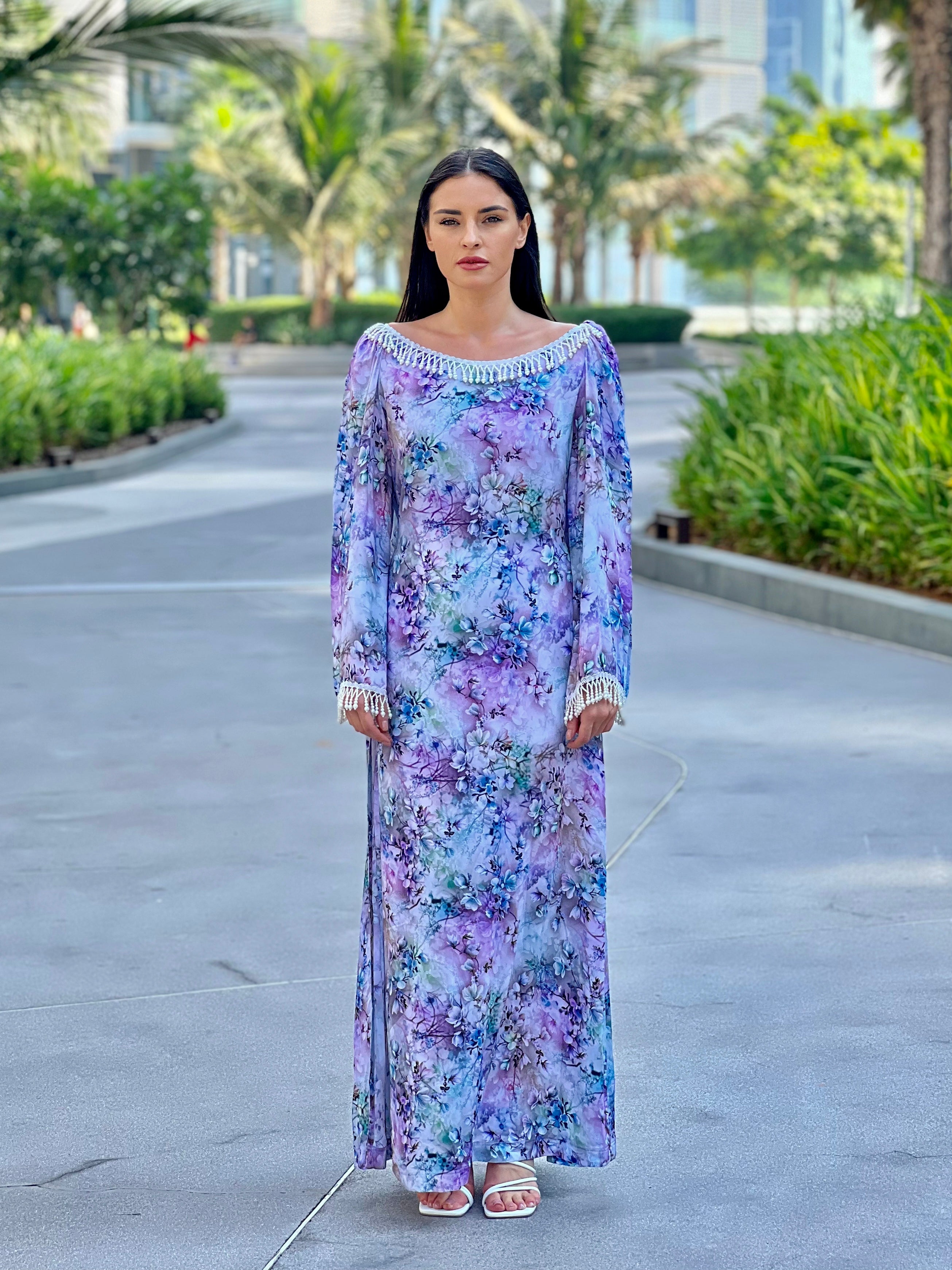 Lavender Blossom Viscose Maxi Dress