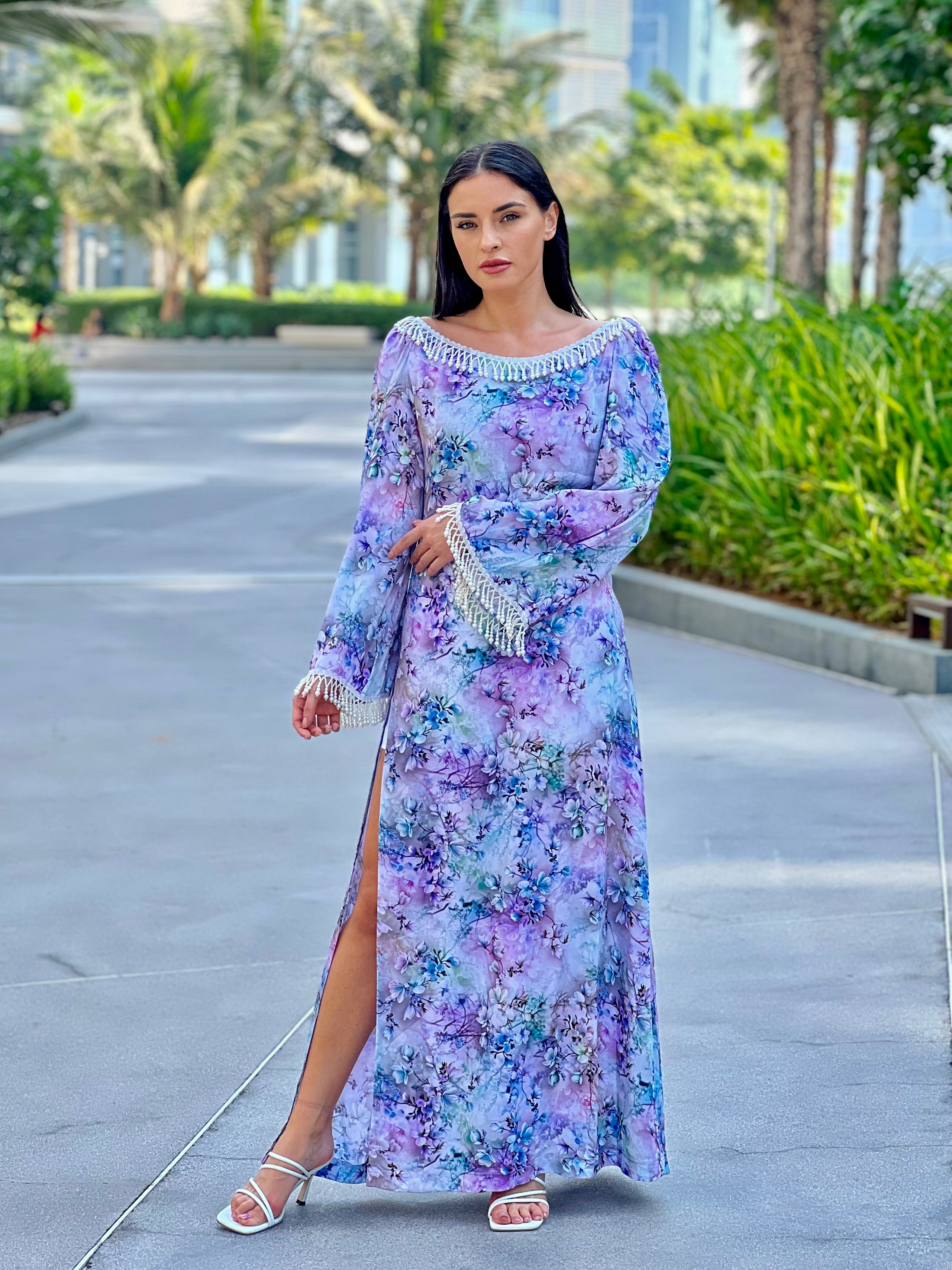 Lavender Blossom Viscose Maxi Dress