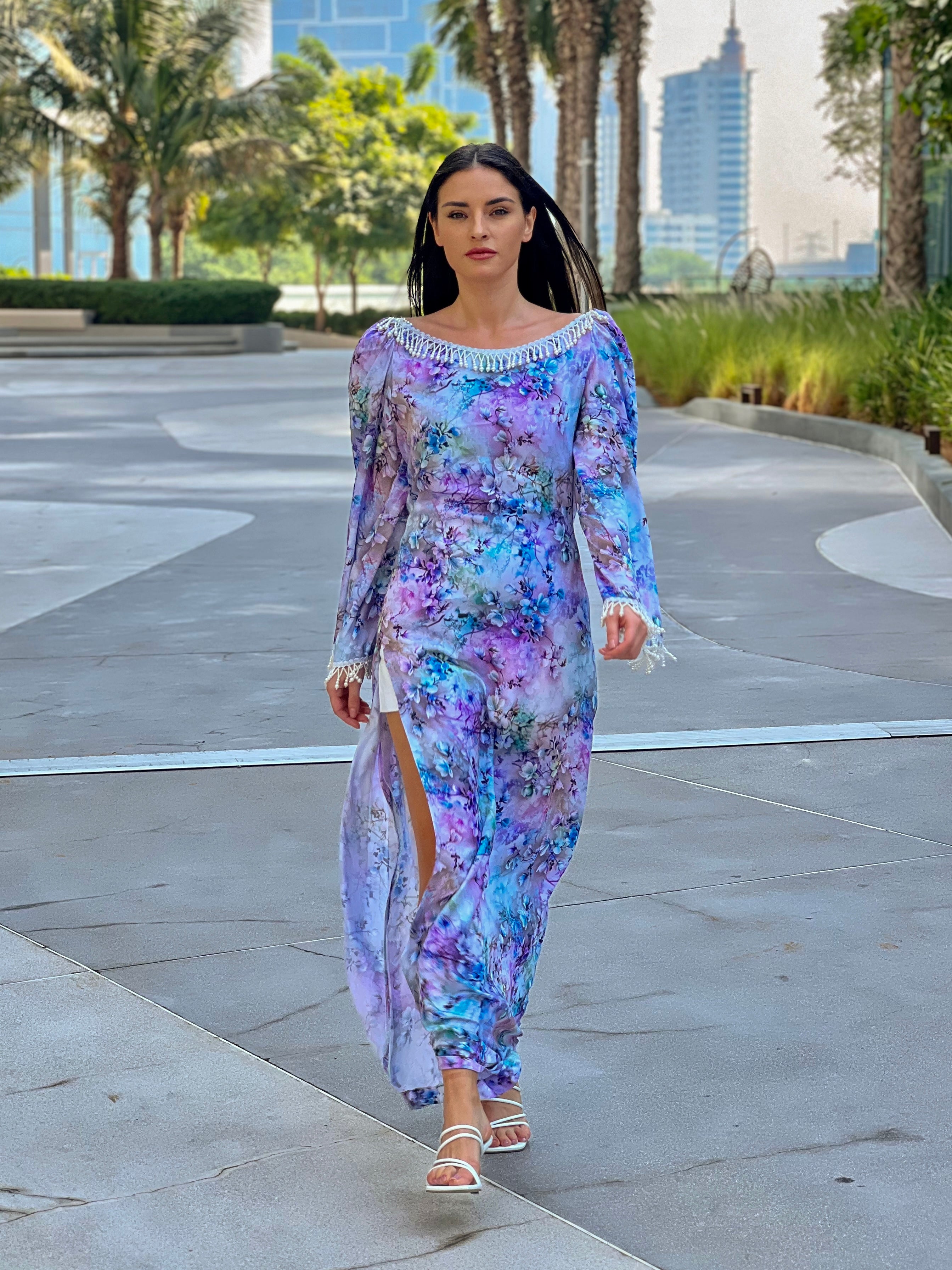 Lavender Blossom Viscose Maxi Dress