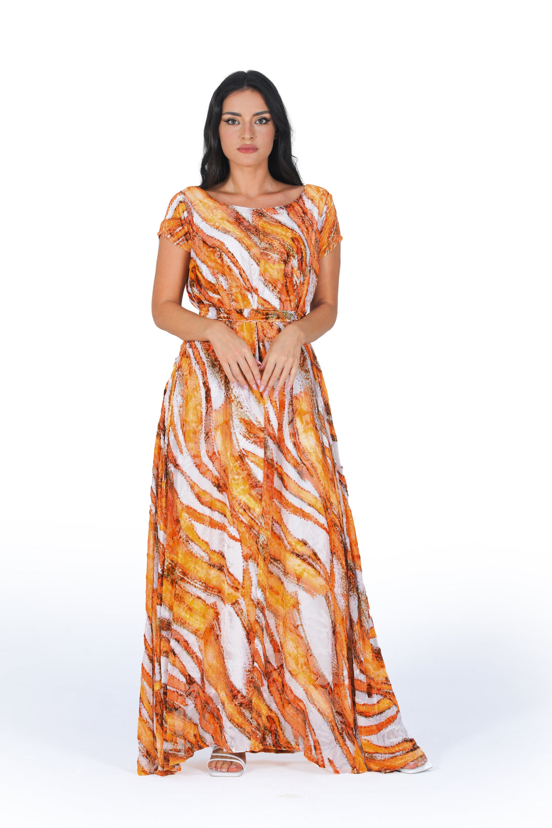 MAXI DRESS IN PINK & ORANGE