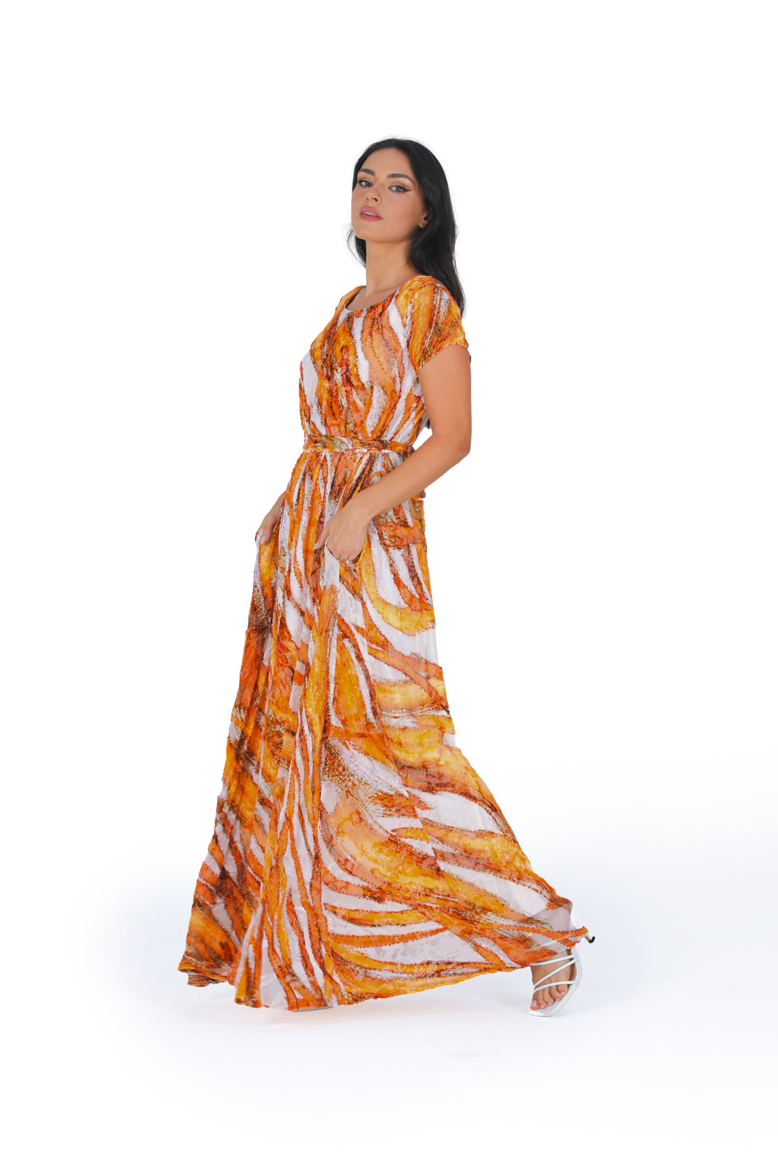 MAXI DRESS IN PINK & ORANGE